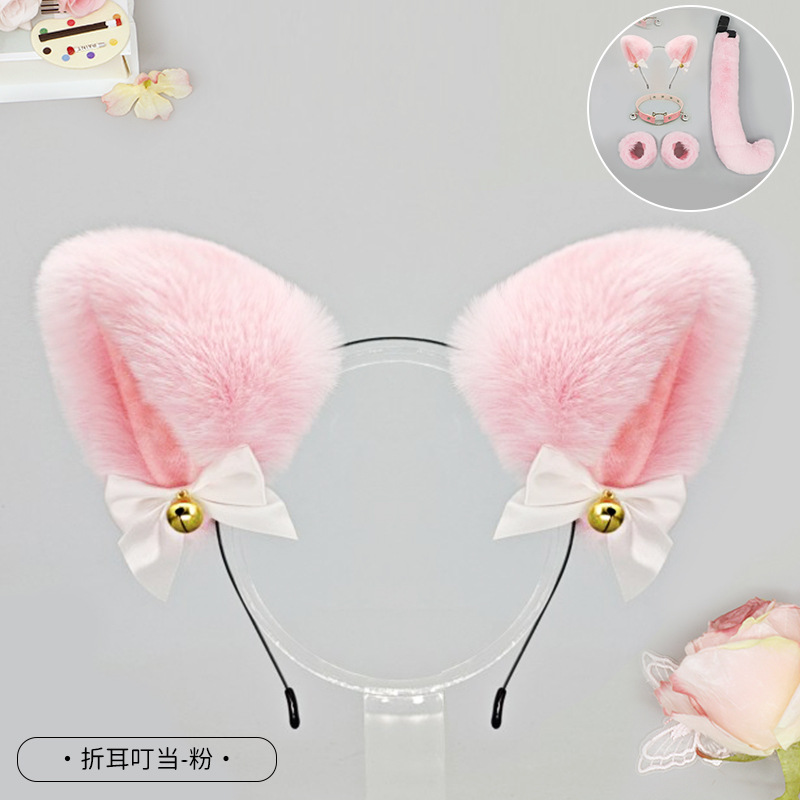 手作日系獣耳カチューシャかわいいぬいぐるみ猫耳Lolita頭飾りキツネ耳アクセサリー猫耳カチューシャ