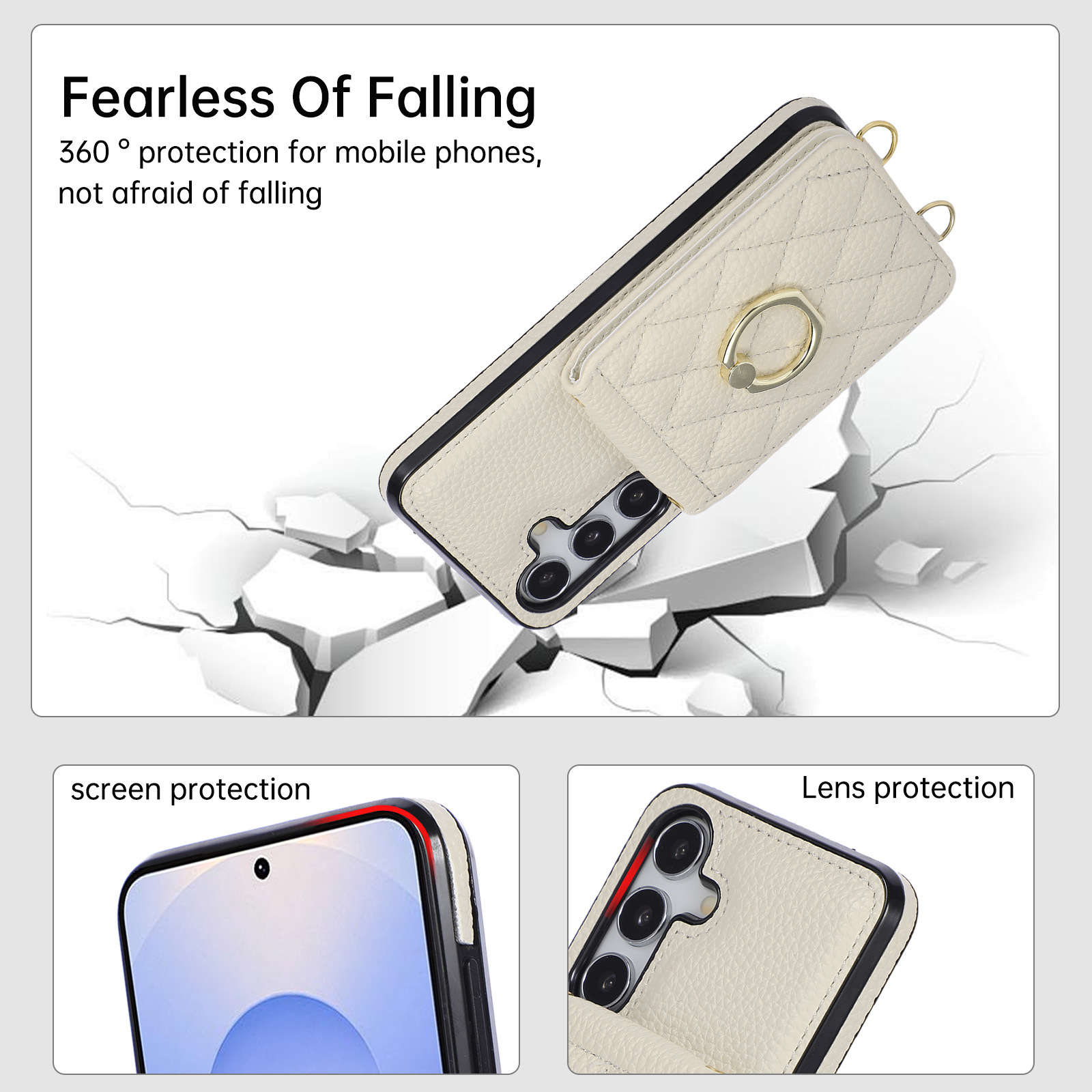 Funda de cuero con correa para colgar y tarjetero samsung s25 a56_voghion.com