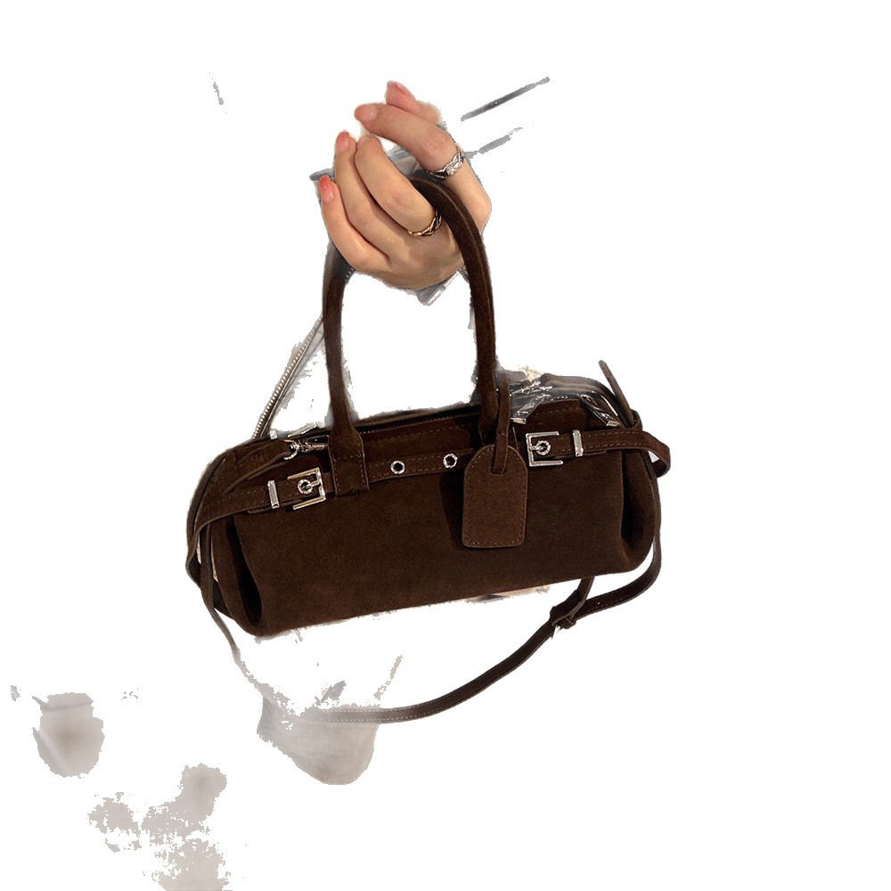 Zhao Lusi Style Baguette Bag 2025 New Genuine Leather Retro Luxury Biker Style Handbag Shoulder Bag - Thumbnail 5