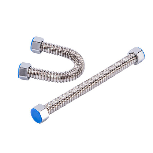 Thickened 304 stainless steel corrugated pipe 4-point gas water heater hot and cold water inlet pipe metal hose toilet water pipe