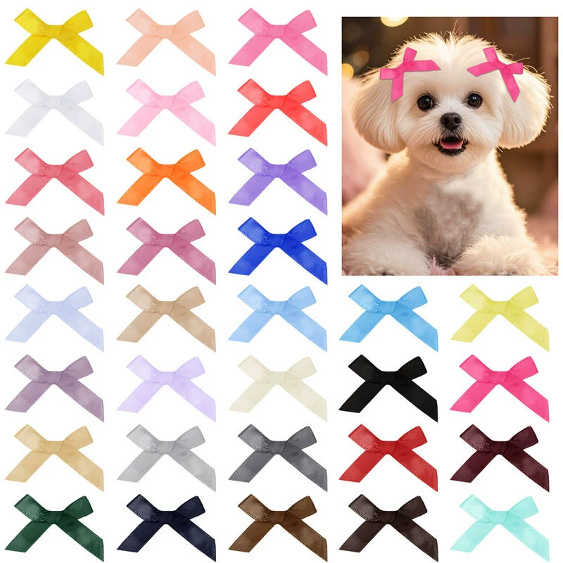 Amazon минималистичный маленький одноузкий бант заколки для волос домашних животных смешанный цвет 50/набор карт для волос ручной работы собачьи головные уборы