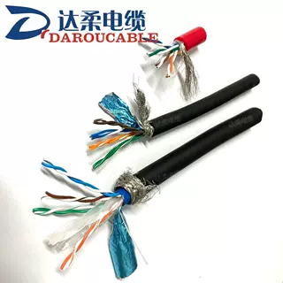 工业网线CAT64X2X26AWG/7黑色PUR护套绝缘发泡PE高柔性耐弯折