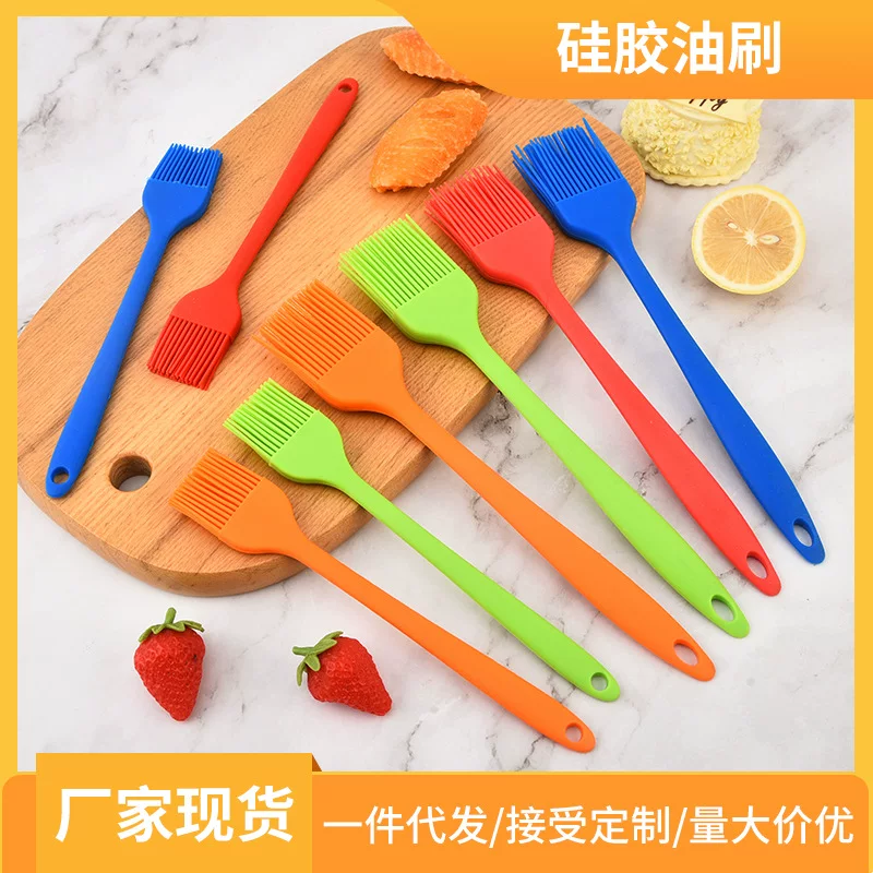 [厂家硅胶油刷一体全包硅胶油刷子烧烤刷蛋糕奶油刷烘焙油刷批发]
