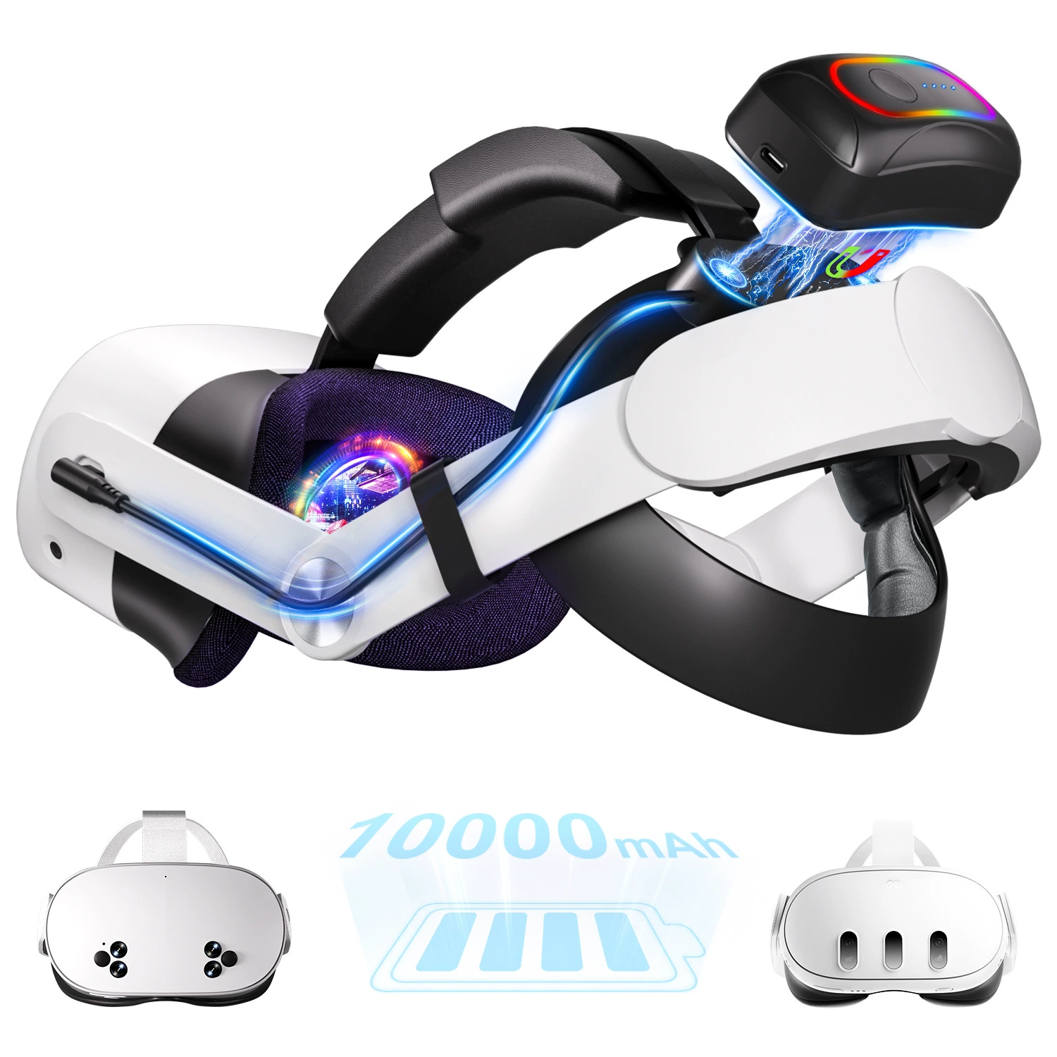 Головной убор Meta Quest3/3s Elite 20000 мАч с магнитным быстрой зарядкой, блок питания PD20W, завод аксессуаров для виртуальной реальности