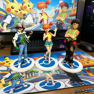 Muji Series Character Figures: Small-Sized Ash, Misty, and Brock, the Three Core Characters from the First Generation, Display Model