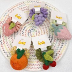 韓版初秋新款羊毛氈可愛水果手工電話線女童寶寶親子款馬尾頭繩