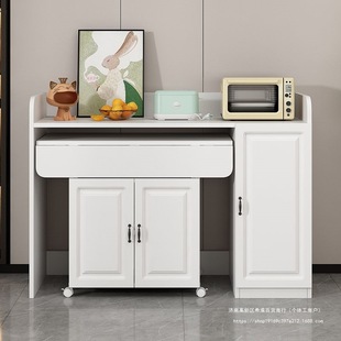 Folding dining table with sideboard small apartment simple removable dining table kitchen restaurant cupboard microwave cabinet