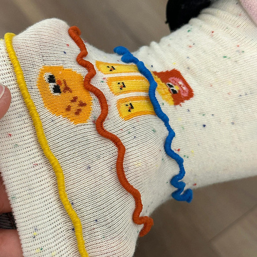 French fries socks pure cotton women funny cute cartoon women mid-tube socks spring and summer pure cotton women socks Zhuji socks wholesale