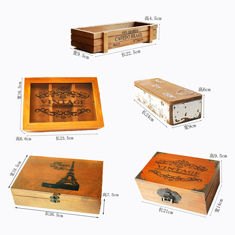 일본식 식료품 중고 보관함 나무 공예 홈 장식 데스크탑 장식 보석 상자 장식