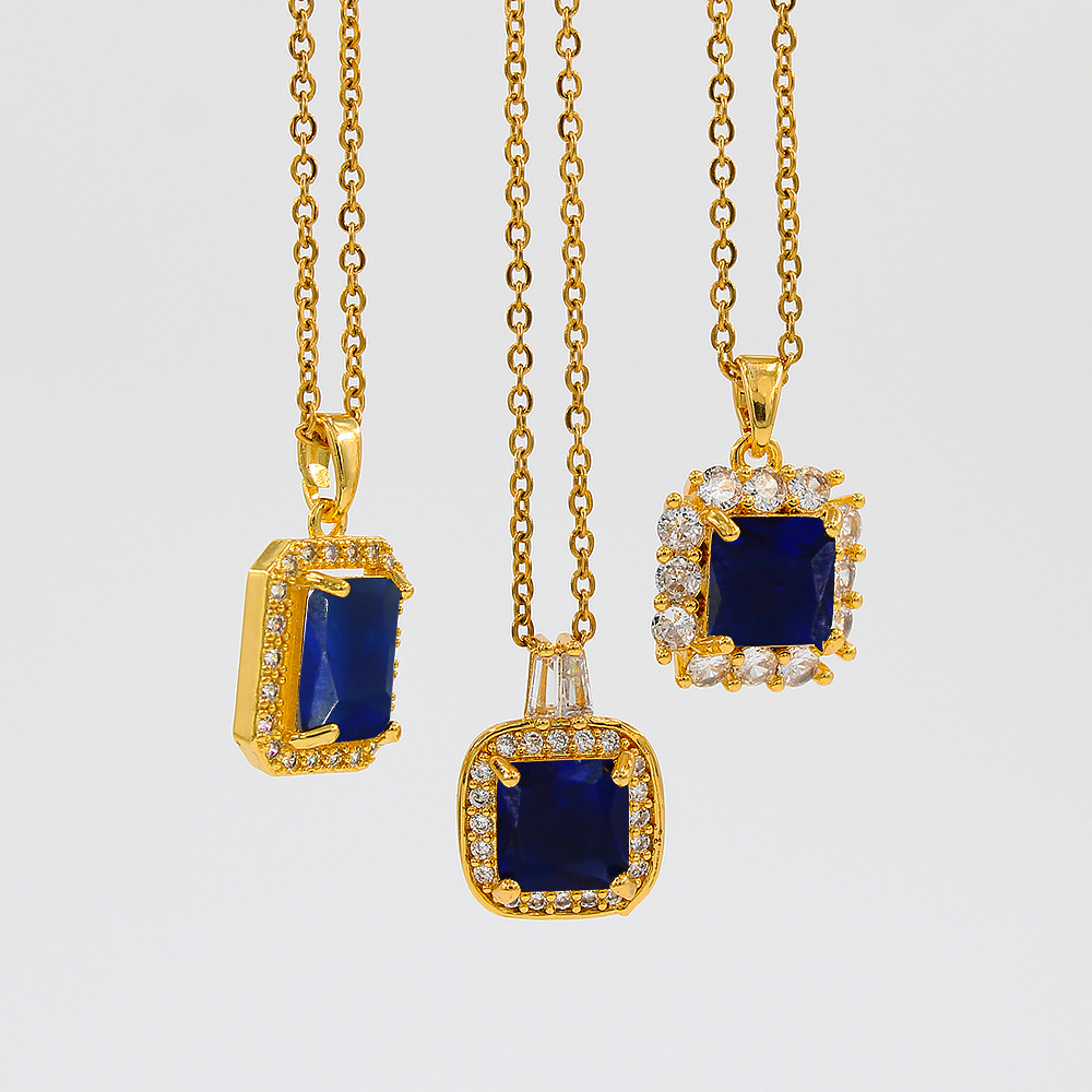 Fashion Geometric Stainless Steel Plating Zircon Pendant Necklace 1 Piece