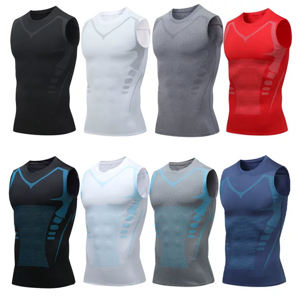 Men's Sports Vest, Men's Fitness Quick-Drying Breathable Hurdle-Style Slim-Fit Sleeveless Tight-Fitting Training Elastic Vest for Summer
