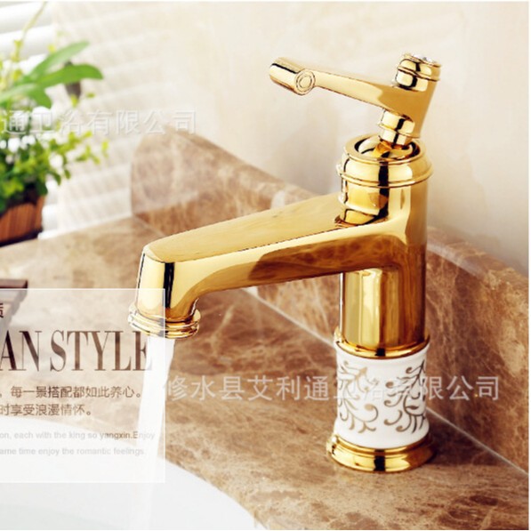 Grifo Antiguo Estilo Europeo para Lavabo de Cobre para Agua Fría y Caliente para Baño