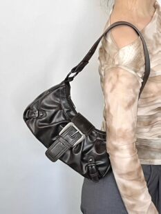 Cross -border hot -selling Meirade Wind Vocal Hot Girl Y2K Waste Waste Wind Making Old Poly -color leather shoulder bag underarm bag