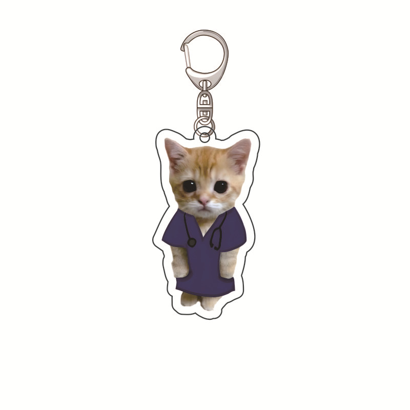 Plátano gato feliz gato acrílico llavero comida gato gato cabeza emoji paquete llavero divertido