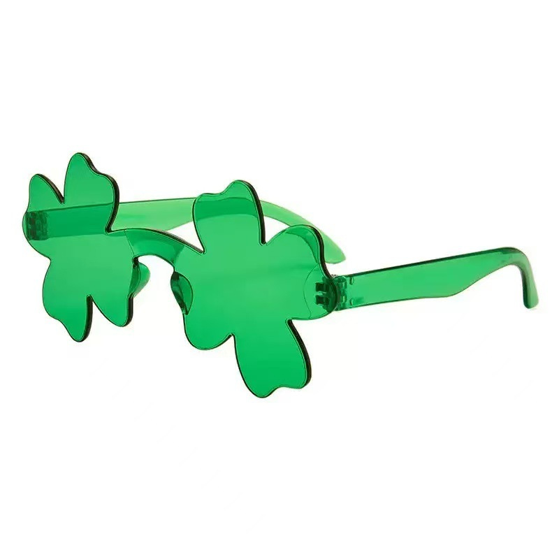 Nuevos gafas de sol de cuatro hojas sin marco transfronterizas europeas y americanas gafas de fiesta de baile de San Patricio irlandeses