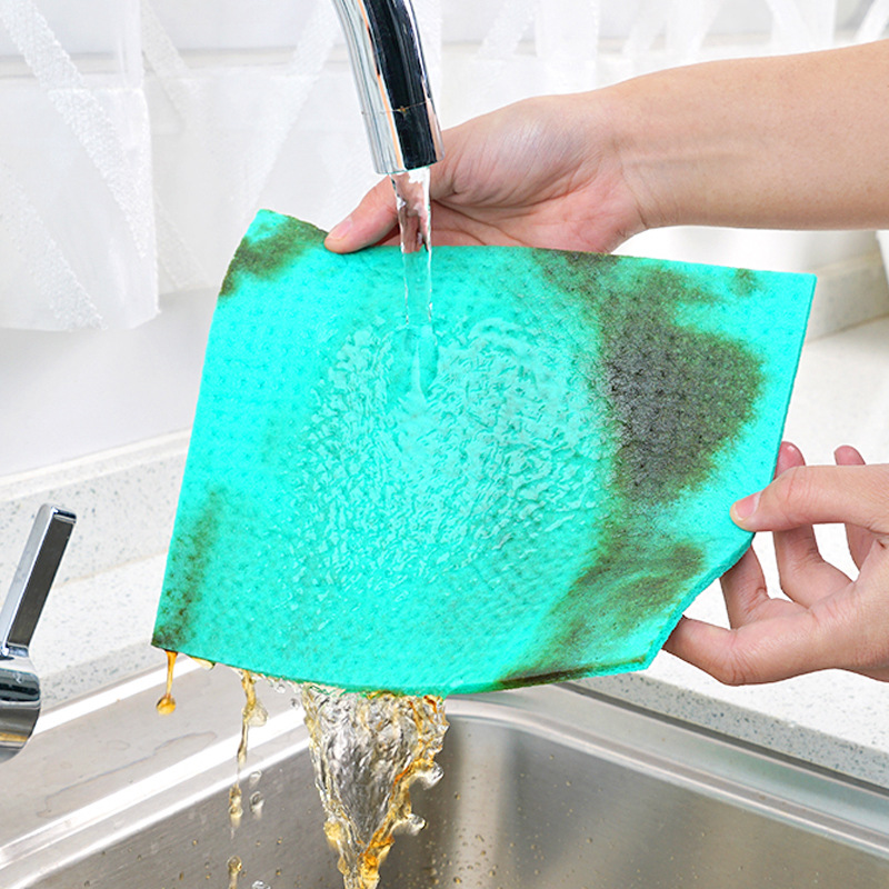 厨房清洁用品抹布洗碗巾西班牙木浆棉厨房吸水洗碗海绵百洁布批发