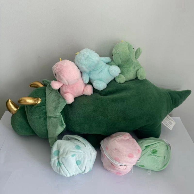 跨境新品三角龙亲子套组恐龙蛋小霸王龙毛绒玩偶公仔儿童玩具动物