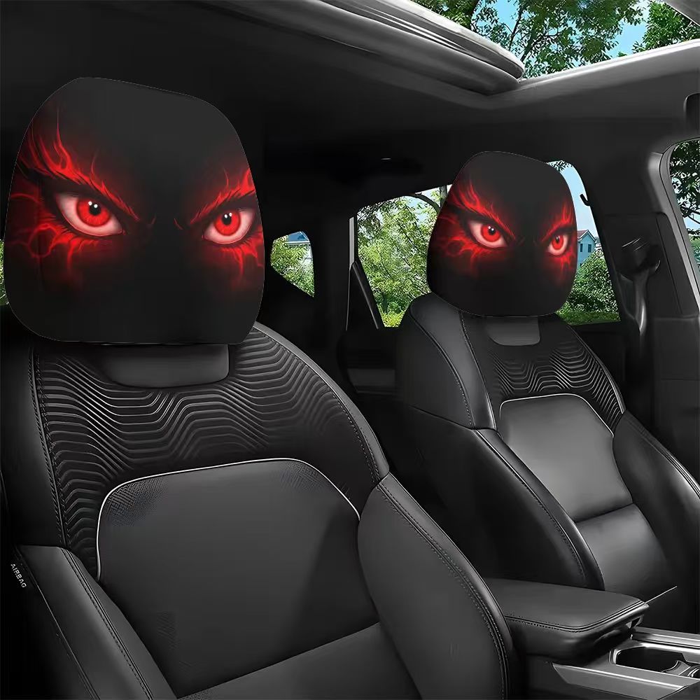 Polyester Fabric Car Headrest Cover with Funny Print, "Laugh Until Your Stomach Hurts" Design, Universal for Car Interiors, Does Not Shrink in All Seasons