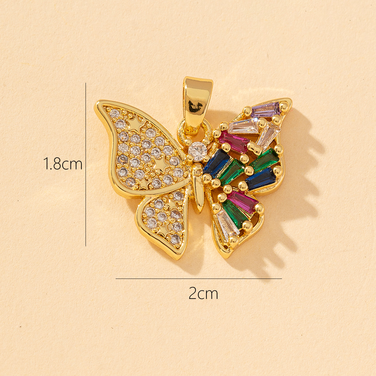 1 Piece Copper Rhinestones Butterfly Pendant display picture 3