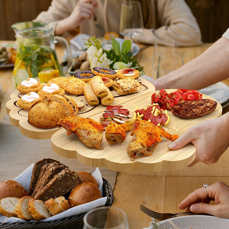 Tablero de queso de bambú creativo en forma de dibujos animados plato de queso casero fiesta snack plato de frutas