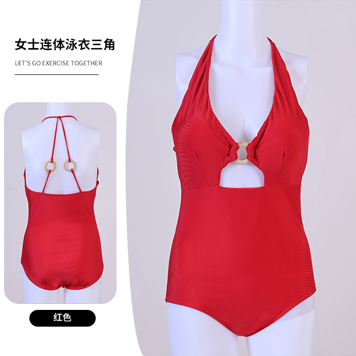 Traje de baño de estilo de Hong Kong de alta gama para mujer retro sexy sin espalda cubierta vientre eslinga delgada traje de baño coreano ins de una pieza al por mayor