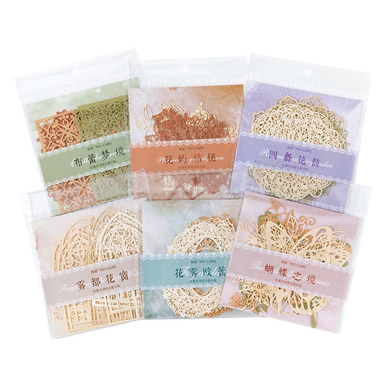 Mo mo material papel encaje amor serie encaje hueco diario decoración material 10 unidades en 6 tipos