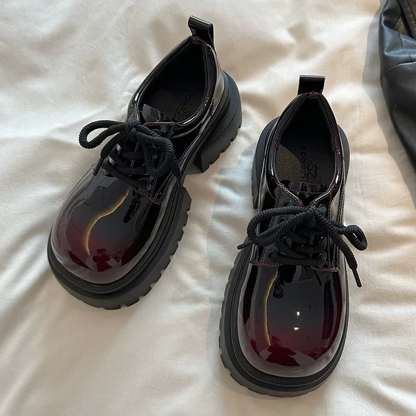 European Station 2025 Spring Retro Single-layer Shoes Women's Thick-soled Elevated Loafers British-style Patent Leather Fashion Mary Jane Shoes
