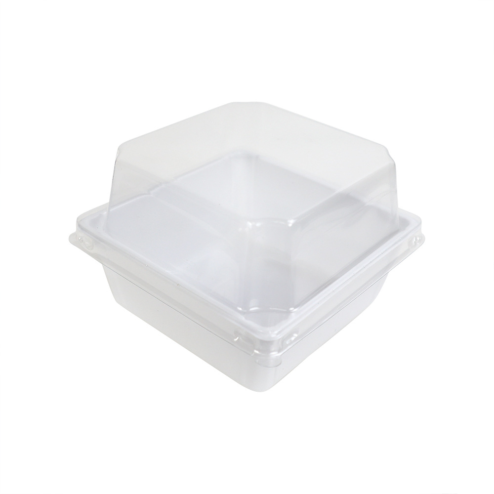 Caja de embalaje japonesa cuadrada de leche de coco congelada caja de tofu pan plástico transparente horneado blanco caja de embalaje de punto oeste