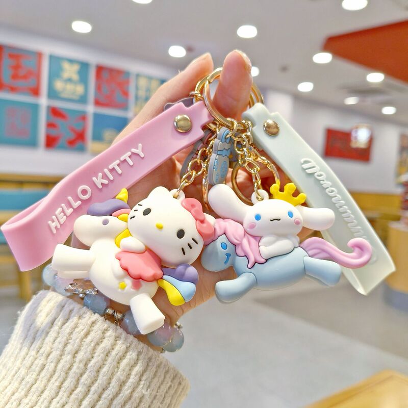 Sanrio Unicorn Cartoon Keychain Cute Katie KT Cat Doll School Bag Pendant Doll Machine Gift Hanging Ornaments