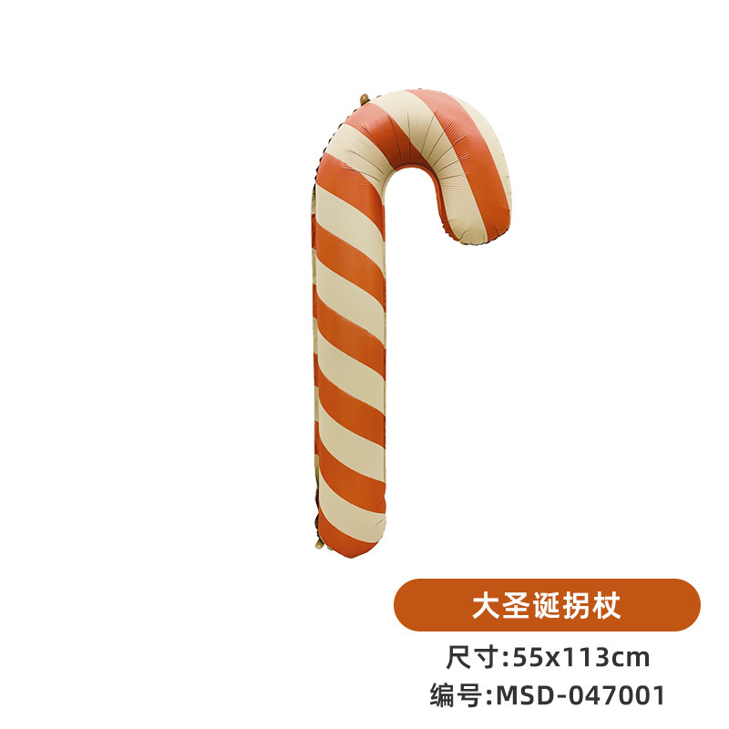 2025新型クリスマス異形アルミ膜風船サンタクロース松葉杖糖姜餅人装飾祝日パーティー|undefined