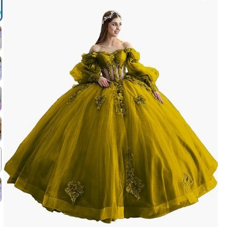 Flores vestido de adulto con mangas brillante con cuentas vestido dulce 2026 nuevo vestido de baile de hombro para mujeres image 16