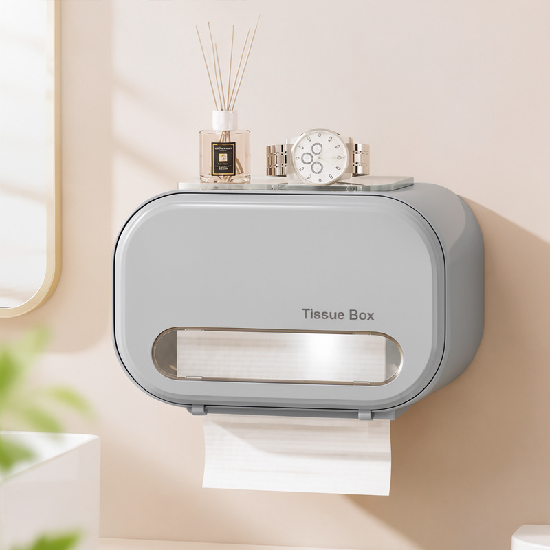 Dispensador de Papel Higiénico de Plástico PP, Impermeable y Sin Perforación, para Baño