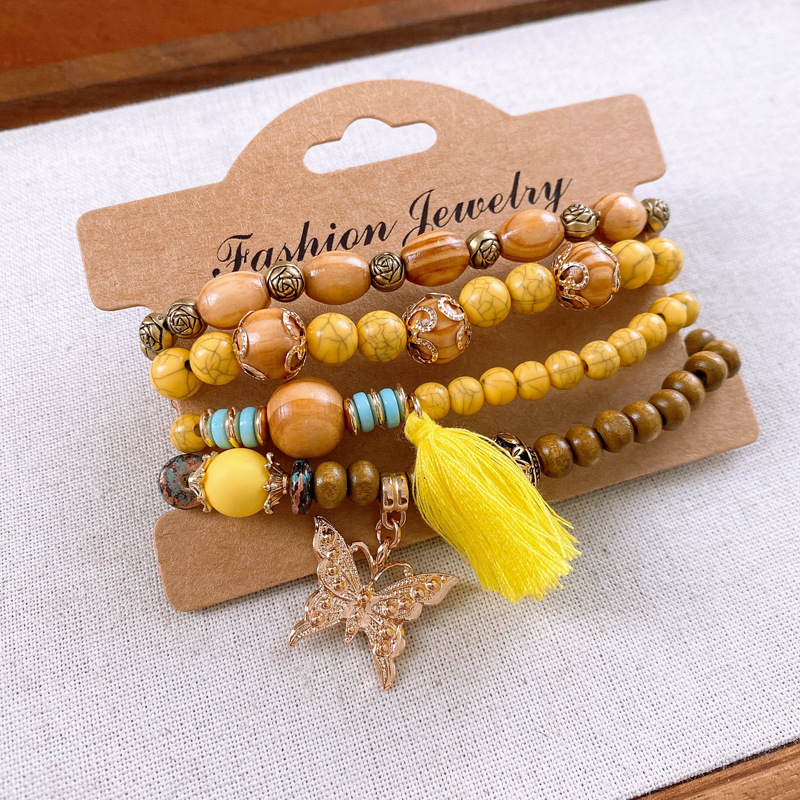 Retro Ethnic Style Geometric Alloy Wood Glass Beaded Women's Bracelets 1 Set display picture 44