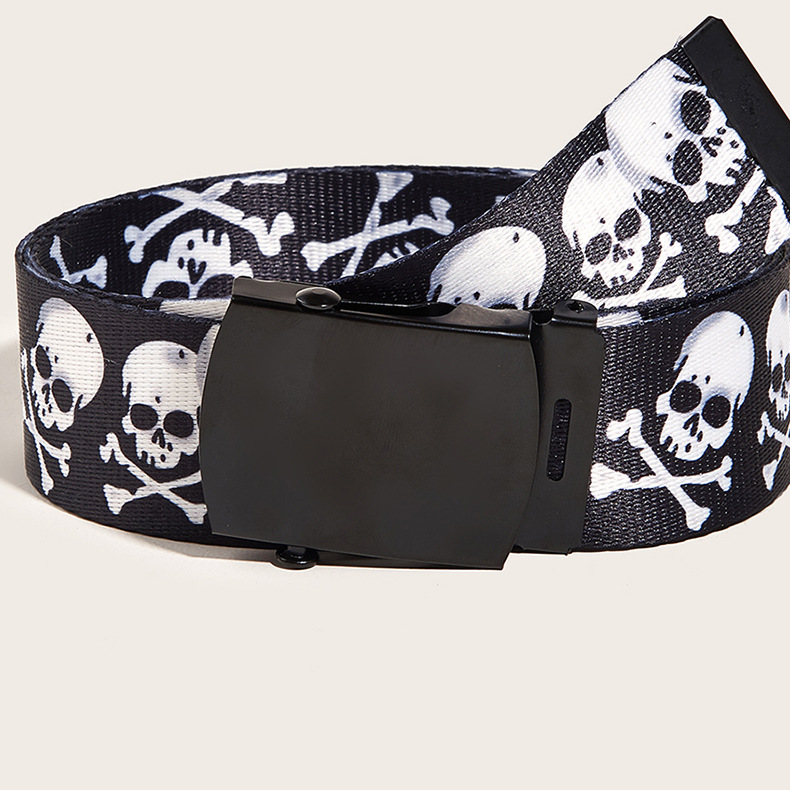 Exaggerated Skull Woven Fabric Iron Unisex Woven Belts display picture 8