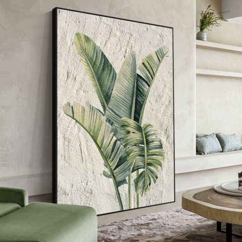 Manufacturer of large-sized hanging paintings for living room, featuring textured flower sofa background walls in a destitute wabi-sabi style