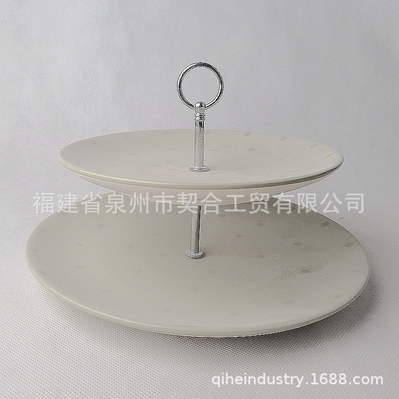 Plato de pastel Plato de postre dorado de cerámica de estilo europeo Caja de pan Plato de desayuno Plato de frutas secas de doble capa Bandeja de comercio exterior