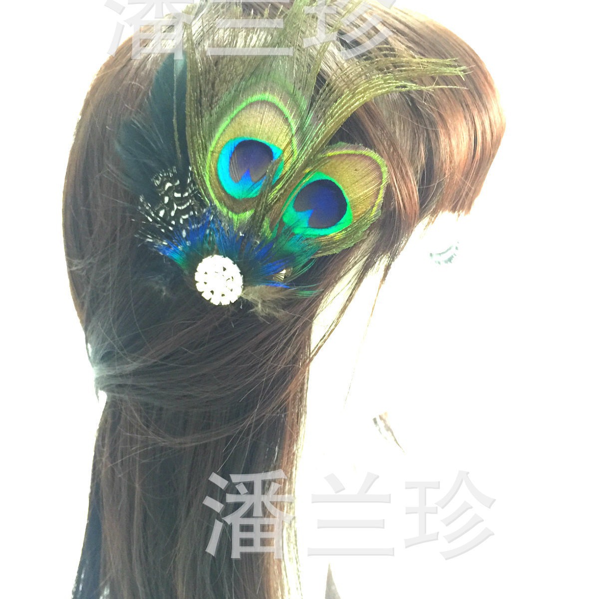 깃털 쥬얼리 공작 깃털 머리 장식 공작 깃털 머리핀 성능 웨딩 민족 스타일 보석 헤드웨어