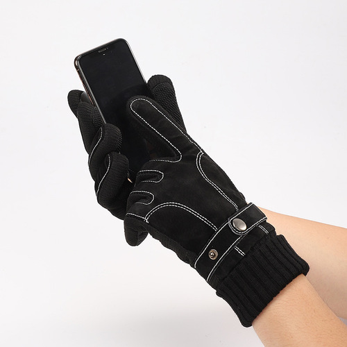 New men's winter ski gloves outdoor cycling bicycle motorcycle leather gloves warm and velvet thickened anti-slip