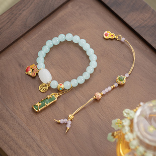 Natural Agate Lotus Canopy Small Hetian Jade Crystal Small Pendant Pendant Accessories Bracelet Bracelet DIY Accessories
