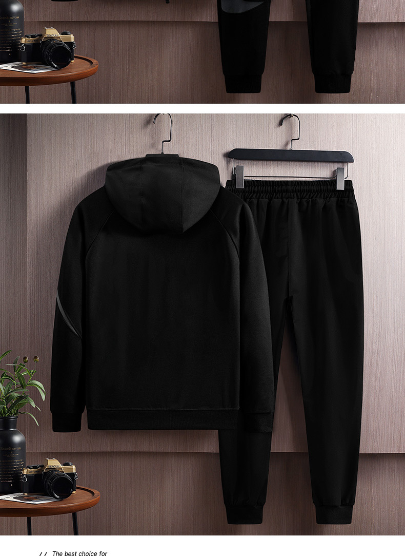 Costum sport casual pentru bărbați, costum de sport cu glugă pentru bărbați, costum de alergare din două piese, 2025, primăvară și toamnă nou_voghion.com
