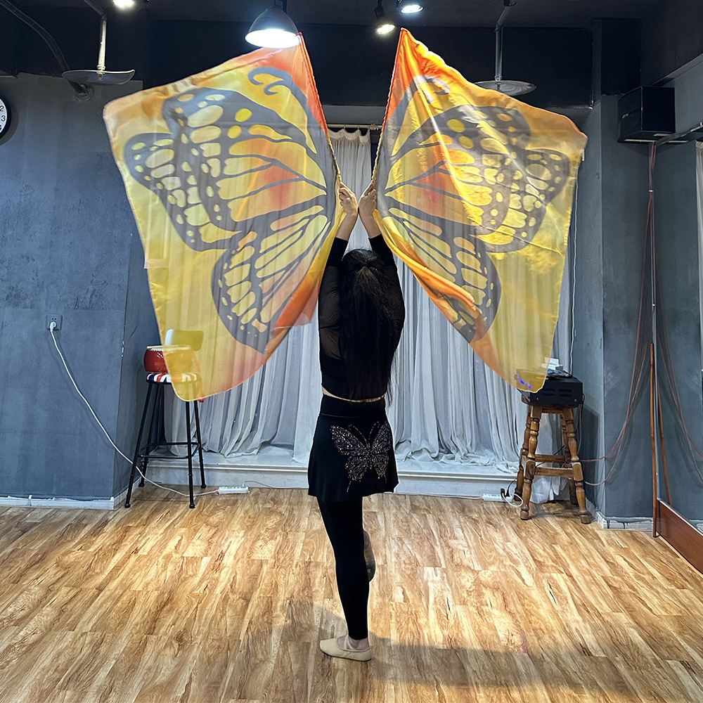 New Style Praise Flags Stage Costumes Performance Props Butterfly Wings Belly Dance Oriental Dance Worship Flags Wholesale from Manufacturer