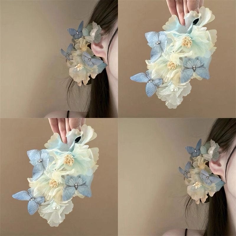 雨落花古风蝴蝶烫花发夹新中式汉服旗袍女盘发器|undefined