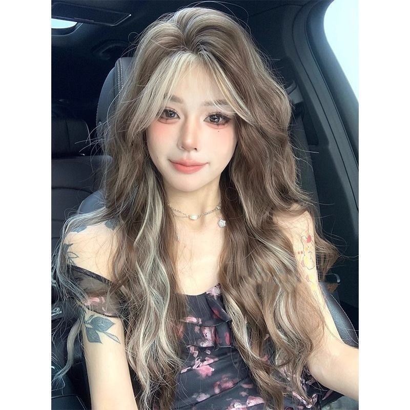 假发前额蕾丝长卷发挑染巴黎亚裔画染仿真渐变水波纹自然暹罗头套|undefined