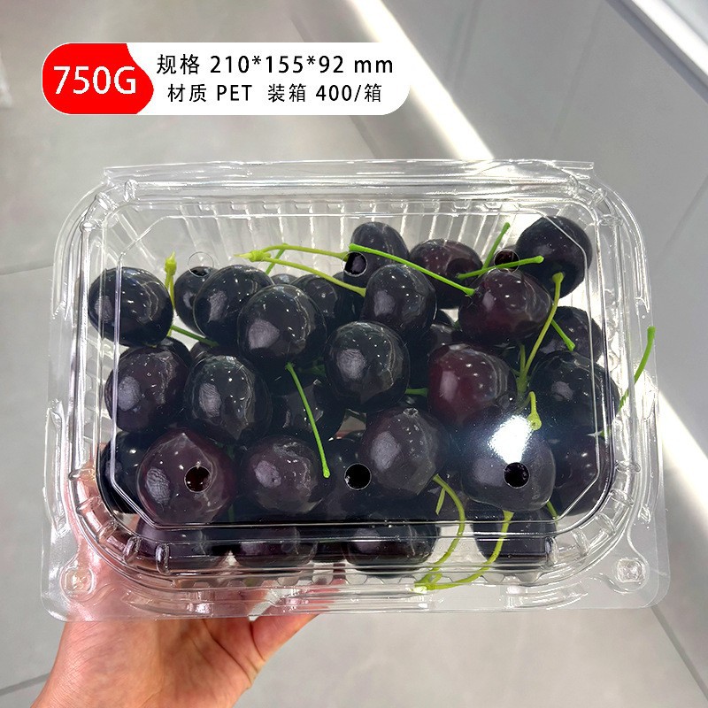 Caja de embalaje de frutas desechable con cubierta de fábrica 500g venta directa sandía fresas caja de embalaje transparente de frutas y verduras frescas