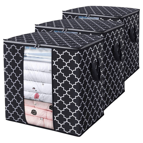 Household cotton blanket storage bag large capacity moving printed non-woven fabric quilt organizer foldable clothing storage bag
