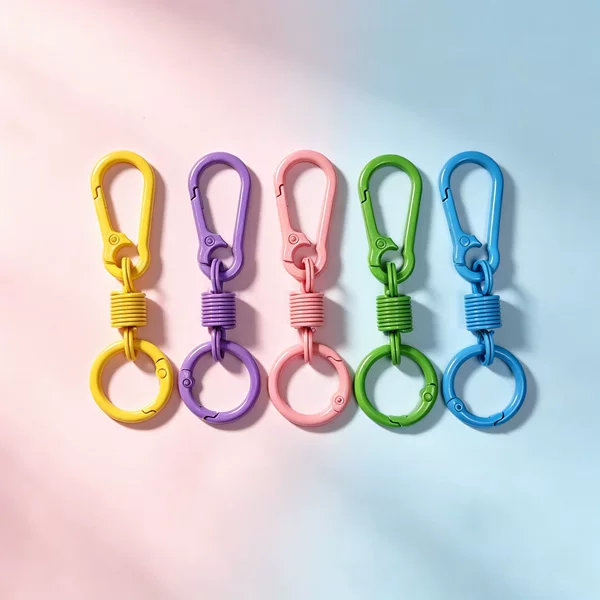 Colorful Spring Keychain Hook Accessories Creative Personalized Double-Ended Opening Backpack Car Key Ring Waist Chain
