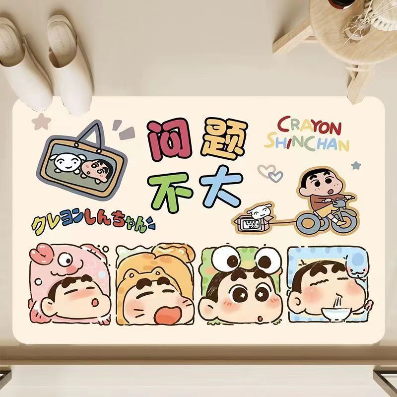 New Crayon Shin-Chan Diatomaceous Earth Foot Mat for Home Bathroom, Non-Slip and Water-Absorbent Floor Mat for Entryway and Bedroom, Dirt-Resistant Floor Mat