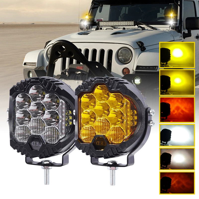 Круглая рабочая LED-лампа (Alcanta) 3 дюйма 50 Вт, желтый или белый светодиод, крепление в комплекте