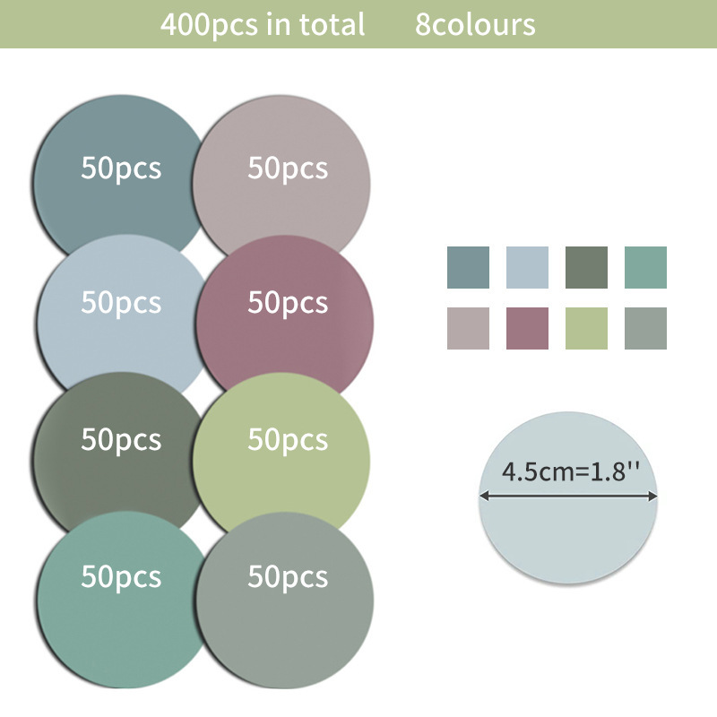 형광 라운드 펫 포스트잇 노트 8 색, 총 400 개