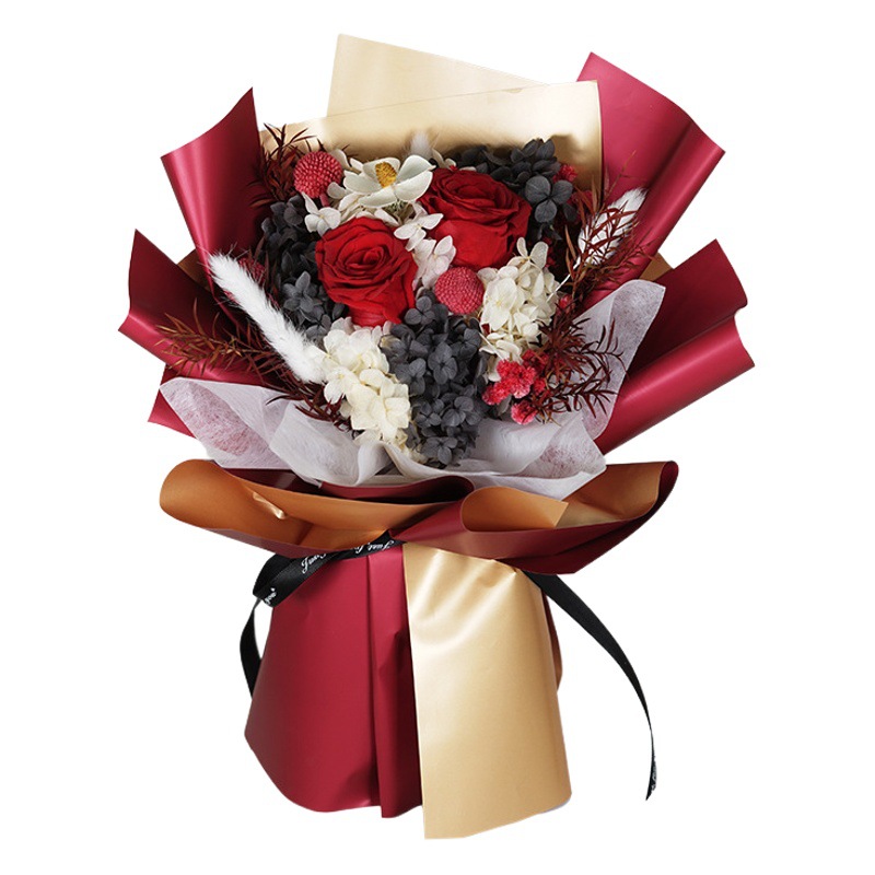 Amazon explosiva flor eterna ramo de rosas regalo de flores reales del día de San Valentín ramo inmortal decoración de alta calidad al por mayor